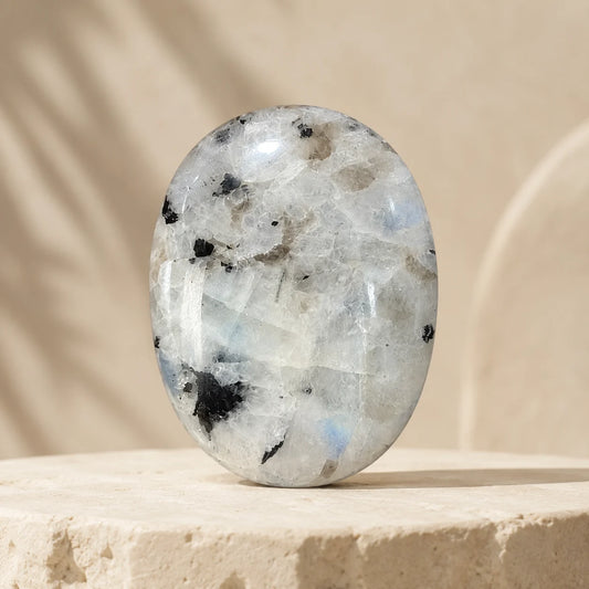 Rainbow Moonstone Polished Palm Stone – Calm, Intuition & New Beginnings