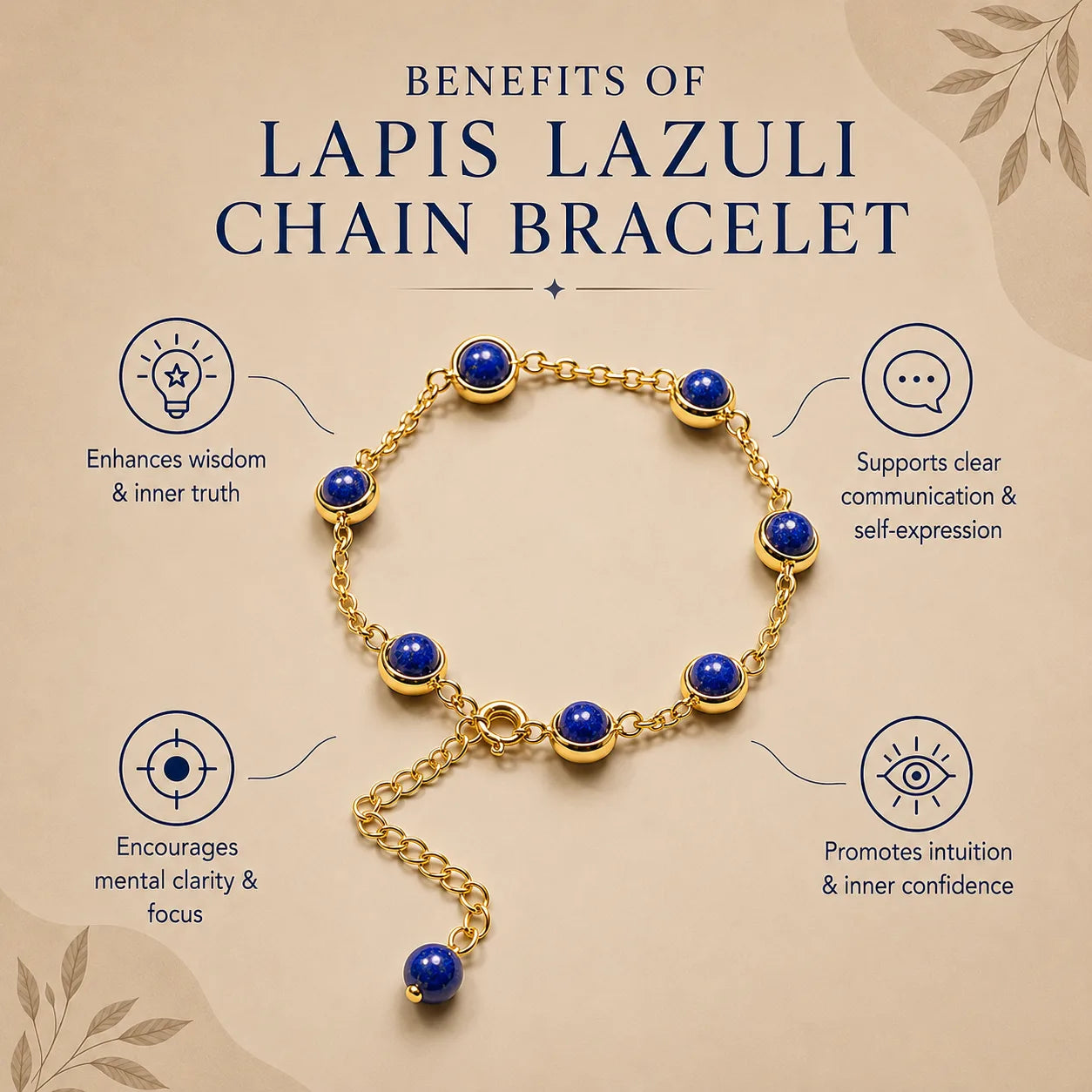 Lapis Lazuli Wisdom & Communication Chain Bracelet