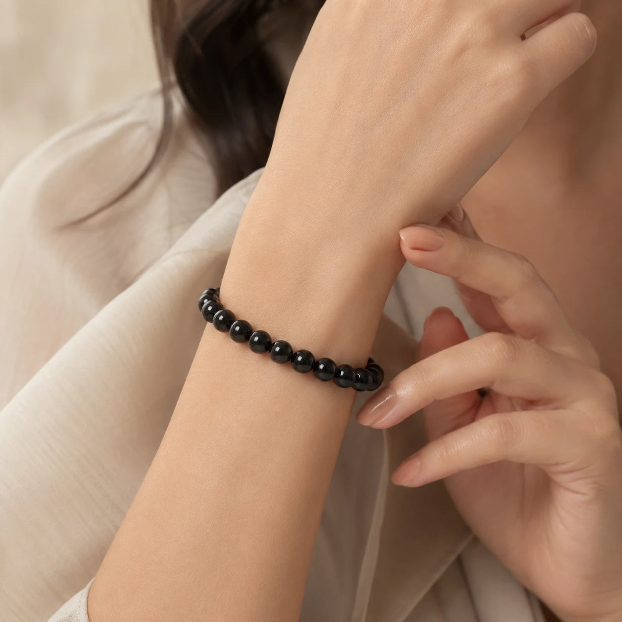 Natural Black Onyx Bracelet 8mm With Certificate