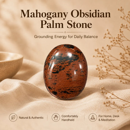 Mahogany Obsidian Polished Palm Stone – Grounding & Protection