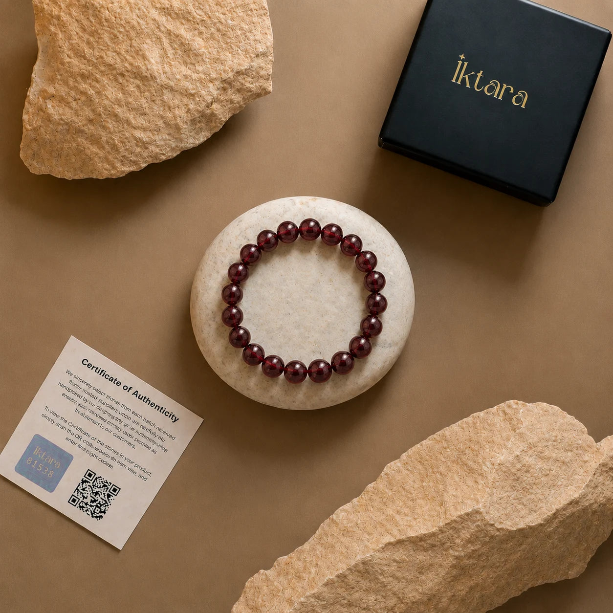 Natural Garnet Bracelet 8mm  WIth Certificate