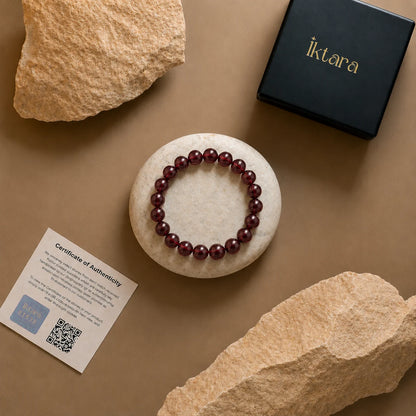 Natural Garnet Bracelet 8mm  WIth Certificate