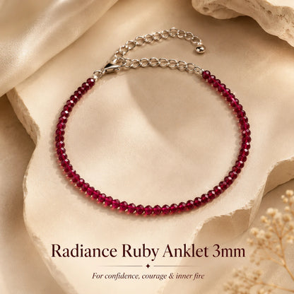 Radiance Ruby Anklet 3mm – For confidence, courage & inner fire