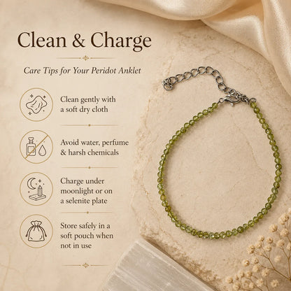 Celestial Green Peridot Anklet 3mm – For spiritual alignment & joyful flow