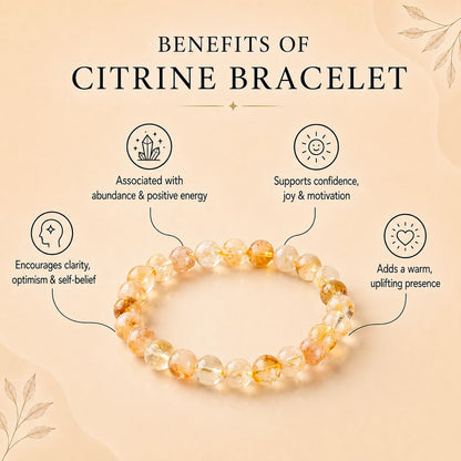 Citrine Round 8MM Bead Bracelet - Success & Abundance