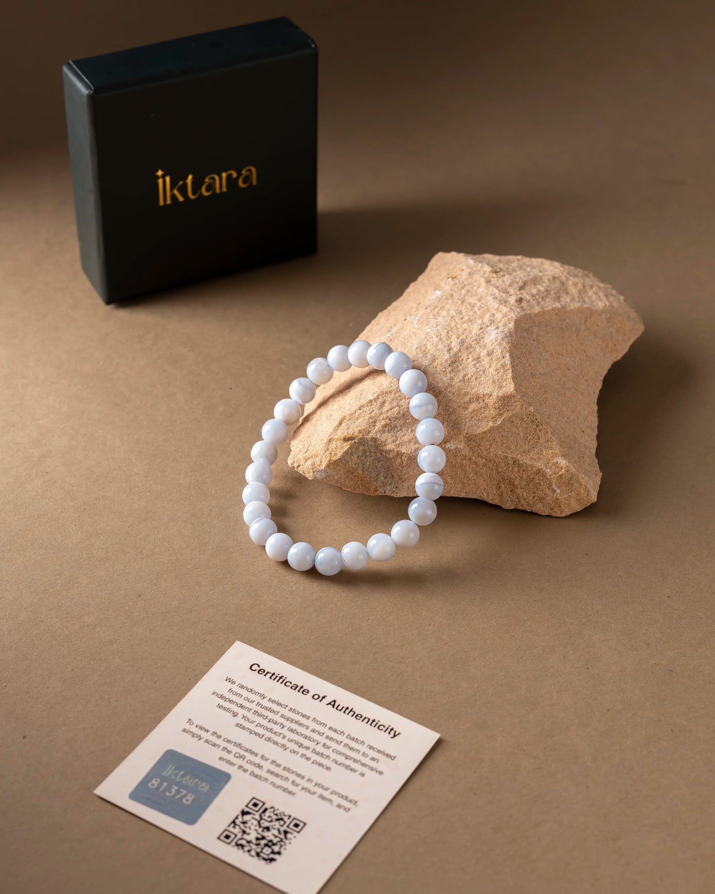 Natural Blue Lace Agate AAA Bracelet 8MM With Certificate