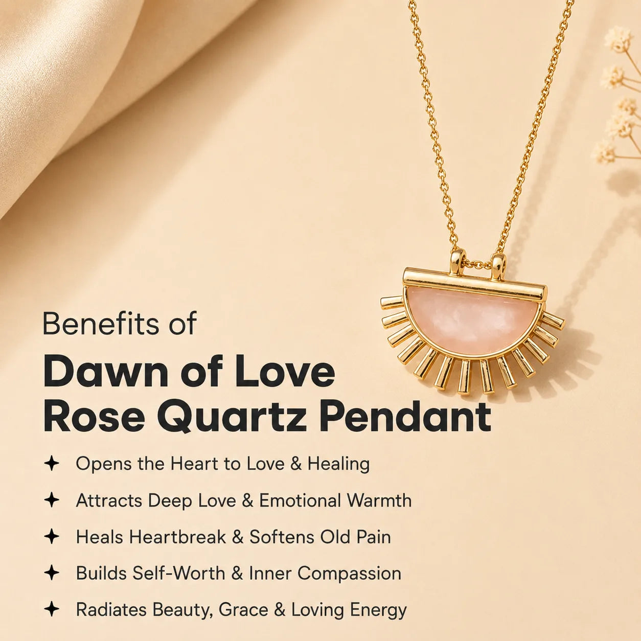 Dawn of Love Rose Quartz Necklace