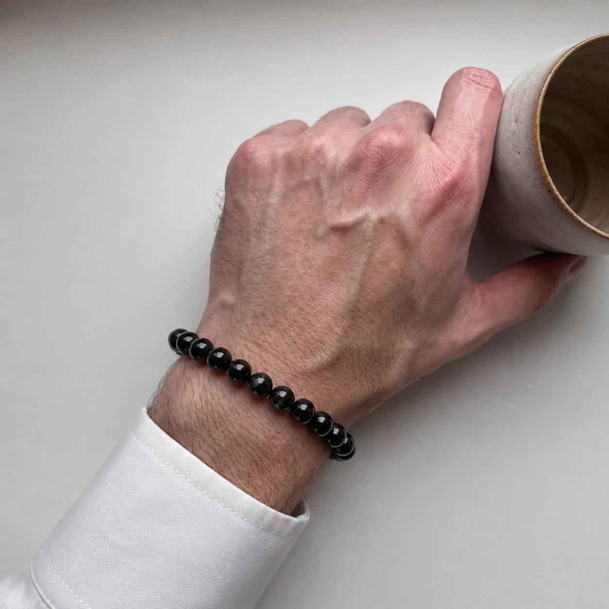 Natural Black Obsidian Bracelet 8mm With Certificate