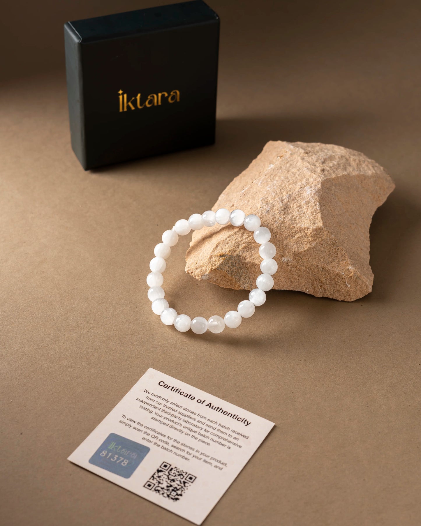 Natural Selenite Bracelet 8mm With Certificate