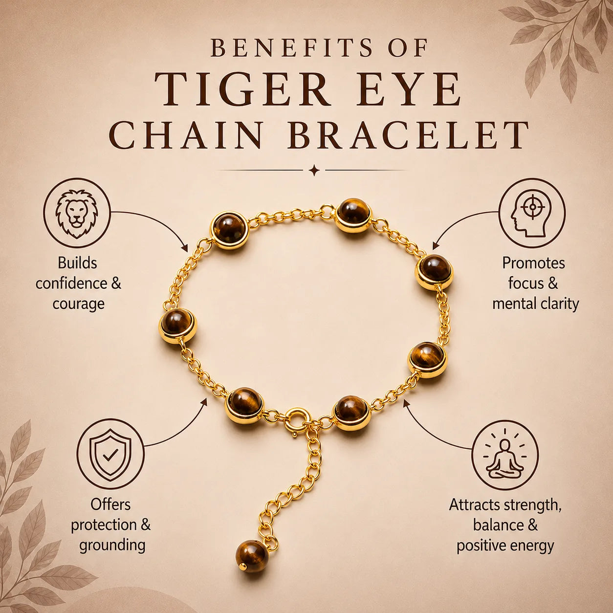 Tiger Eye Protection & Strength Chain Bracelet