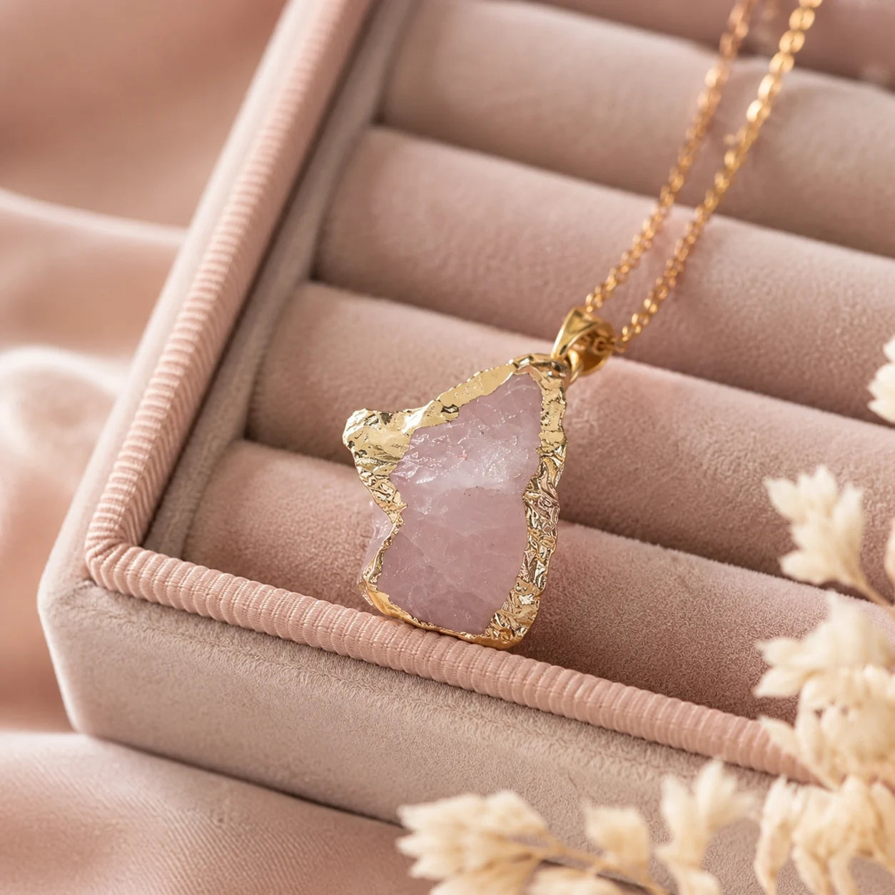 Rose Quartz Druzy pendant