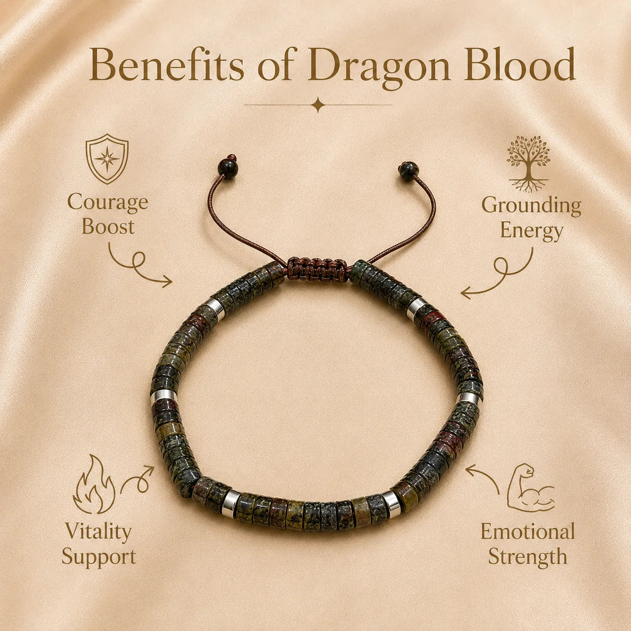 Dragon Blood Stone Braided Bracelet for Courage & Power