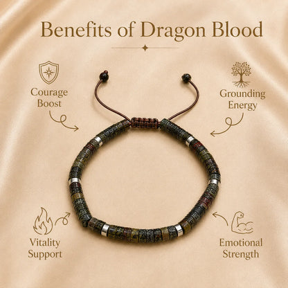 Dragon Blood Stone Braided Bracelet for Courage & Power