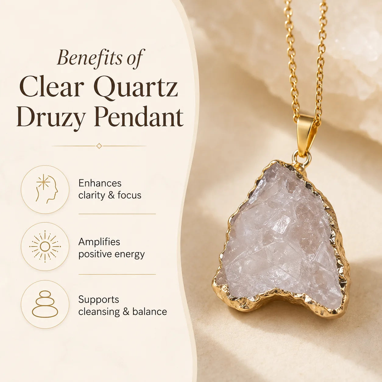 Clear Quartz Druzy Pendant