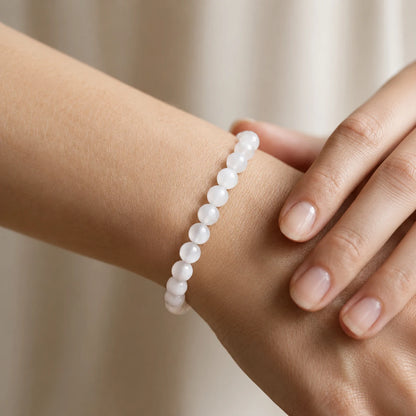 Natural Selenite Bracelet 8mm With Certificate