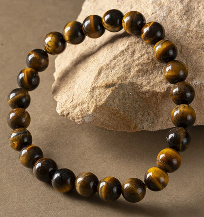 Tiger Eye 8MM rounded beads bracelet - Stone of Confidence, Courage & Focus