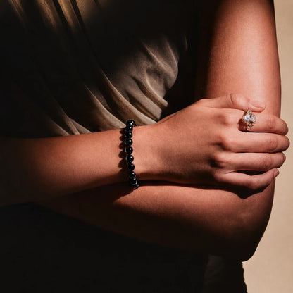 Natural Black Obsidian Bracelet 8mm With Certificate