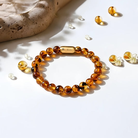 Natural Amber AAA Bracelet 8MM With Maglink