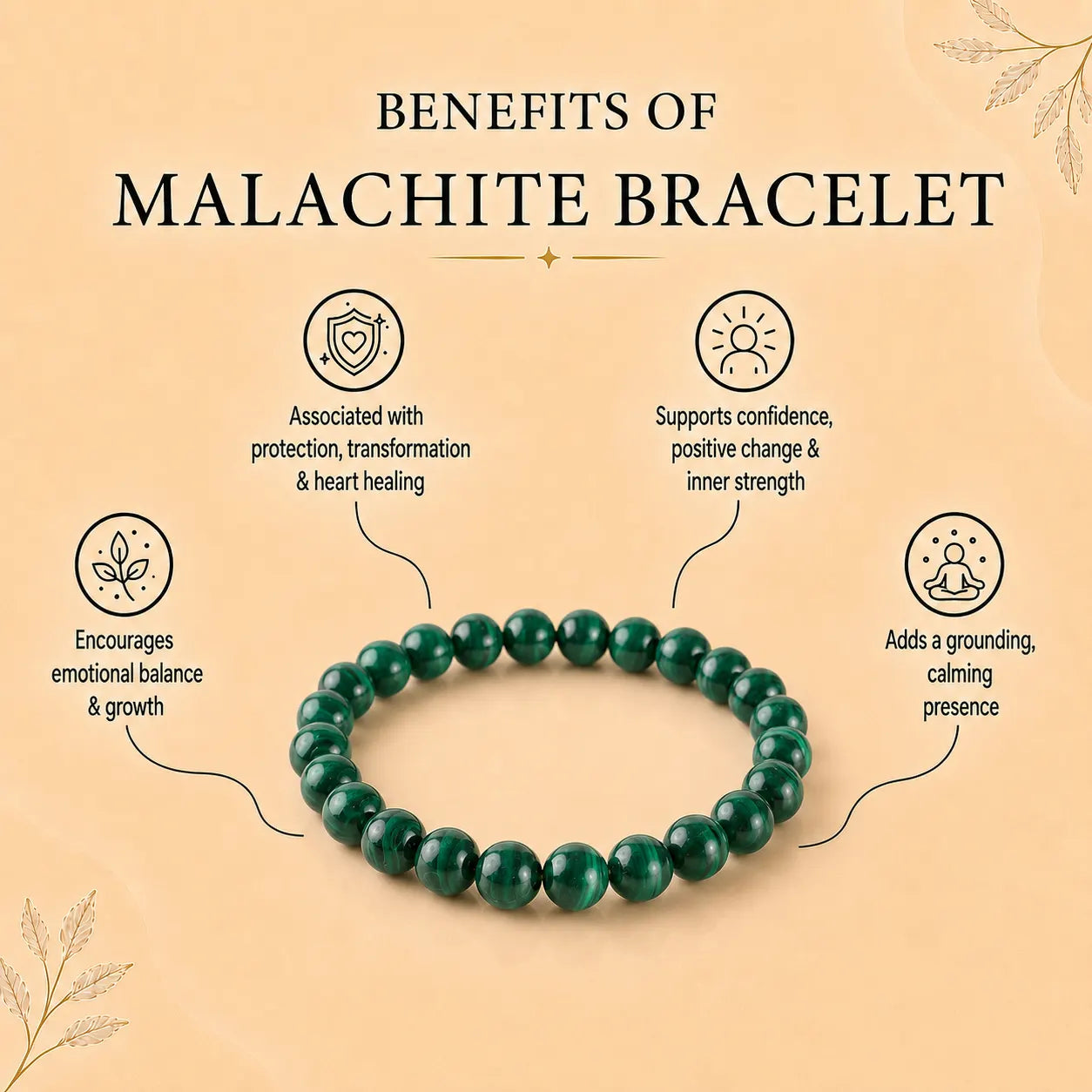 Natural Malachite AAA Bracelet 8MM With Certificate
