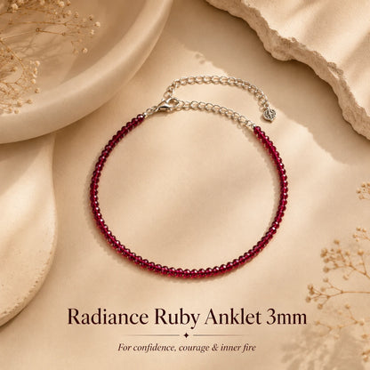 Radiance Ruby Anklet 3mm – For confidence, courage & inner fire