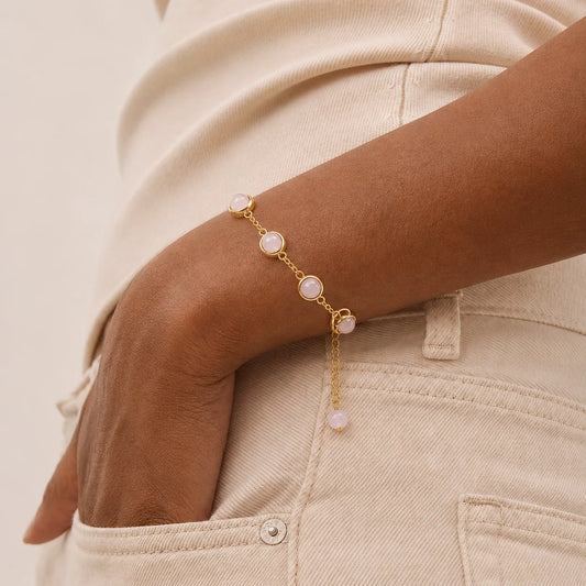 Rose Quartz Love & Heart Chakra Chain Bracelet