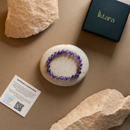 Amethyst Round 8MM Bead Bracelet – Boosts intuition & focus