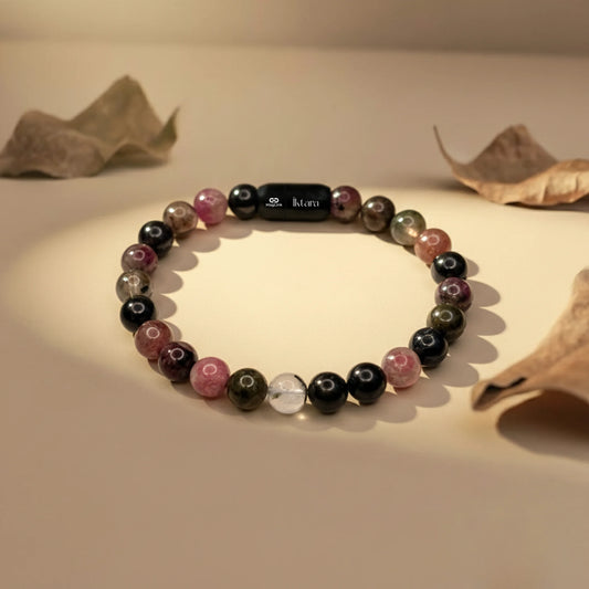 Natural Watermelon Tourmaline AAA Bracelet 8MM With Maglink