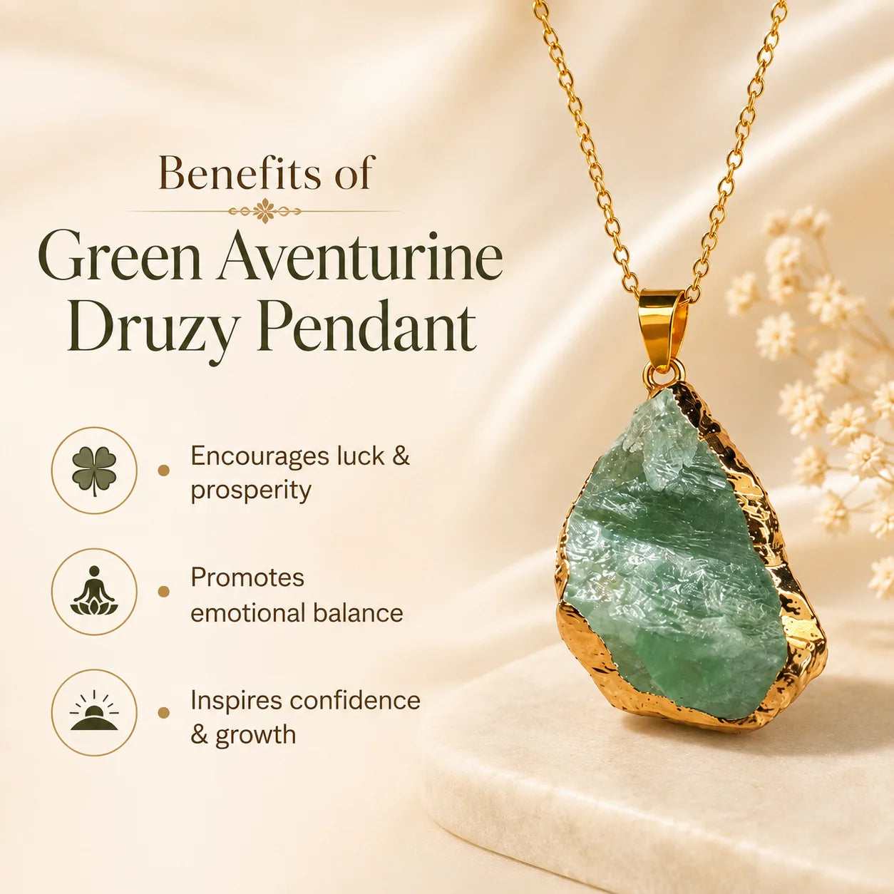 Green Aventurine Druzy Pendant
