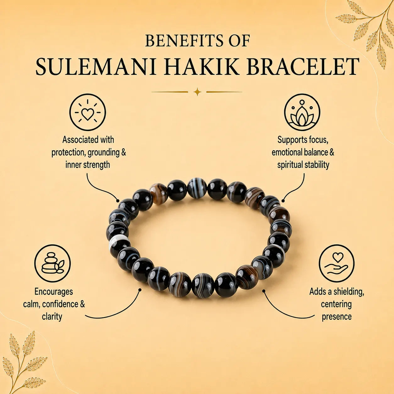 Sulemani Hakik Round 8MM Bead Bracelet (Protection from Evil Eye)