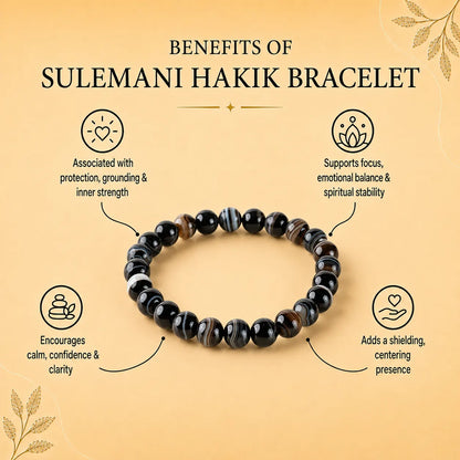 Sulemani Hakik Round 8MM Bead Bracelet (Protection from Evil Eye)