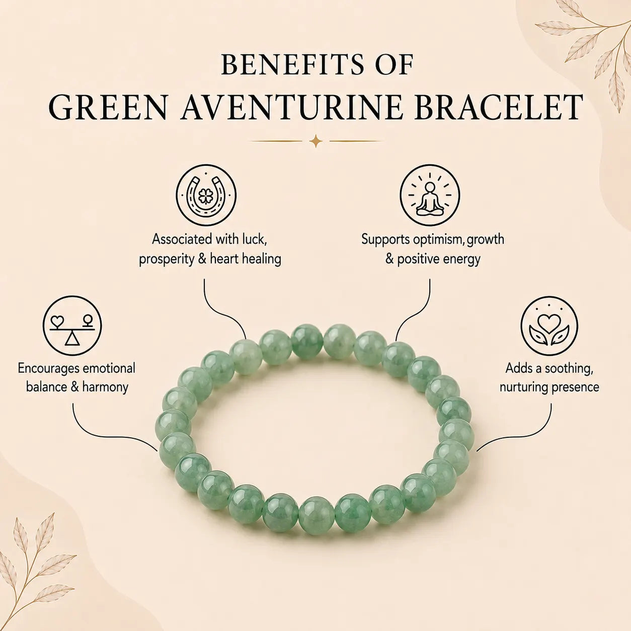 Green Aventurine Round 8MM Bead Bracelet – Aligns with Luck & Opportunities