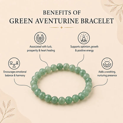 Green Aventurine Round 8MM Bead Bracelet – Aligns with Luck & Opportunities