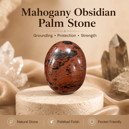 Mahogany Obsidian Polished Palm Stone – Grounding & Protection