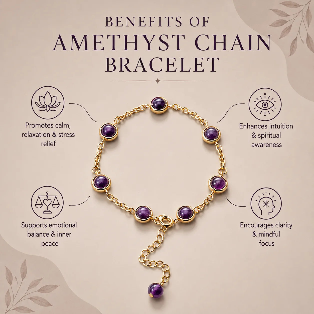 Amethyst Mind & Calm Energy Chain Bracelet