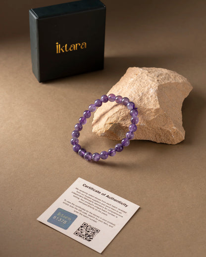Amethyst Round 8MM Bead Bracelet – Boosts intuition & focus