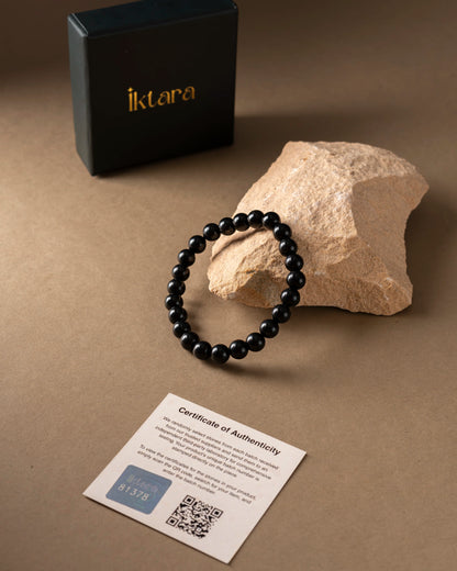 Natural Black Obsidian Bracelet 8mm With Certificate