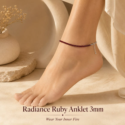 Radiance Ruby Anklet 3mm – For confidence, courage & inner fire